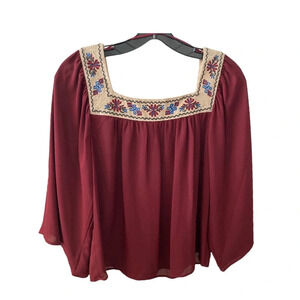 Flying Tomato Red Boho Chic Loose Fit Red Short Sleeves Small Top